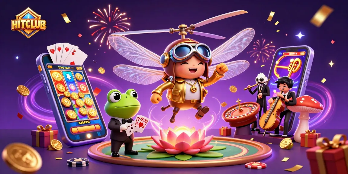 Engage with HITCLUB's thrilling casino scene, featuring lively characters and stunning gaming elements.