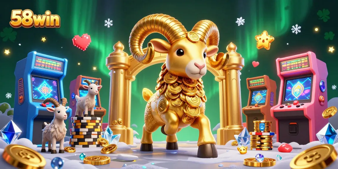Engage with thrilling gaming experiences at 58win with an immersive 3D scene filled with vibrant casino elements.
