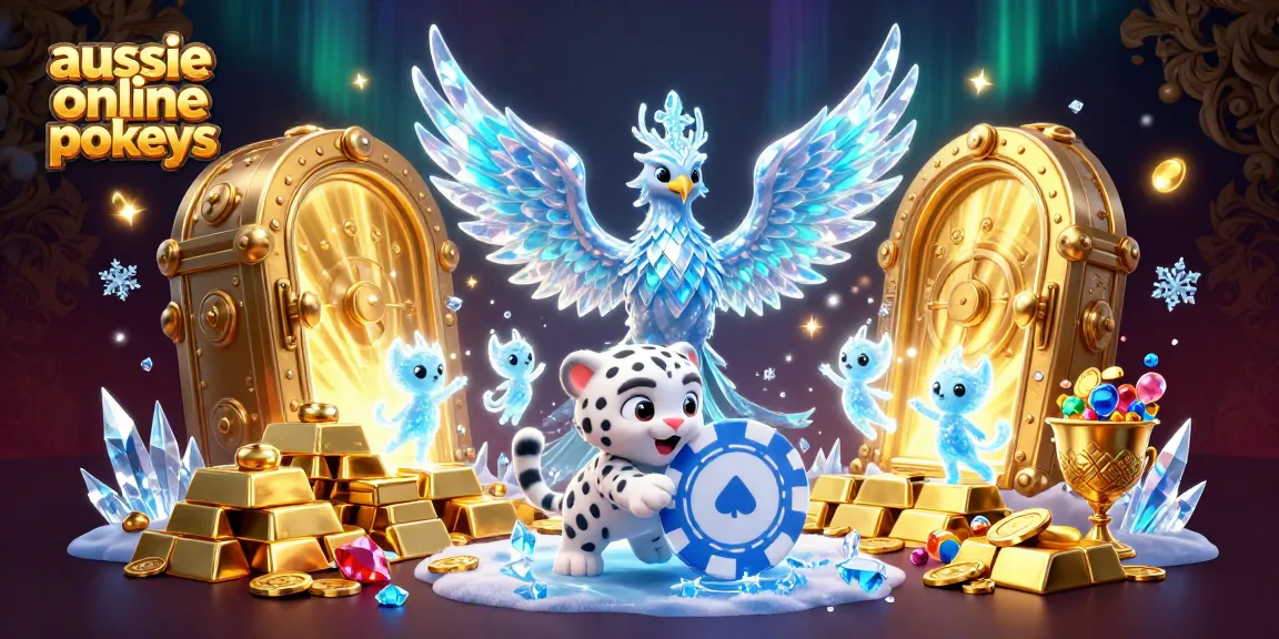 Spin the reels of aussie online pokies as a snow leopard and phoenix frolic near golden treasures.