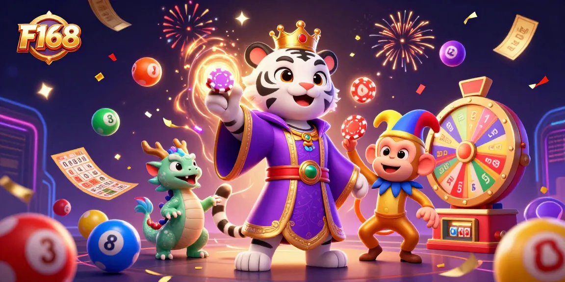 Engaging in exciting gambling activities at F168 with vibrant game elements and animated characters.