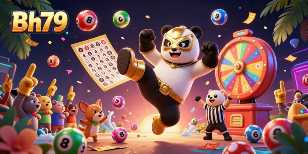 Witness the excitement with Bh79 as a panda wrestler kicks off an epic casino showdown!