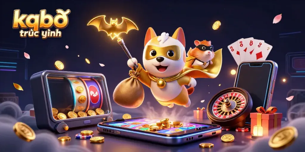 Experience exciting kqbđ trưc tuyến action with a superhero dog and hamster in a dynamic gambling scene.