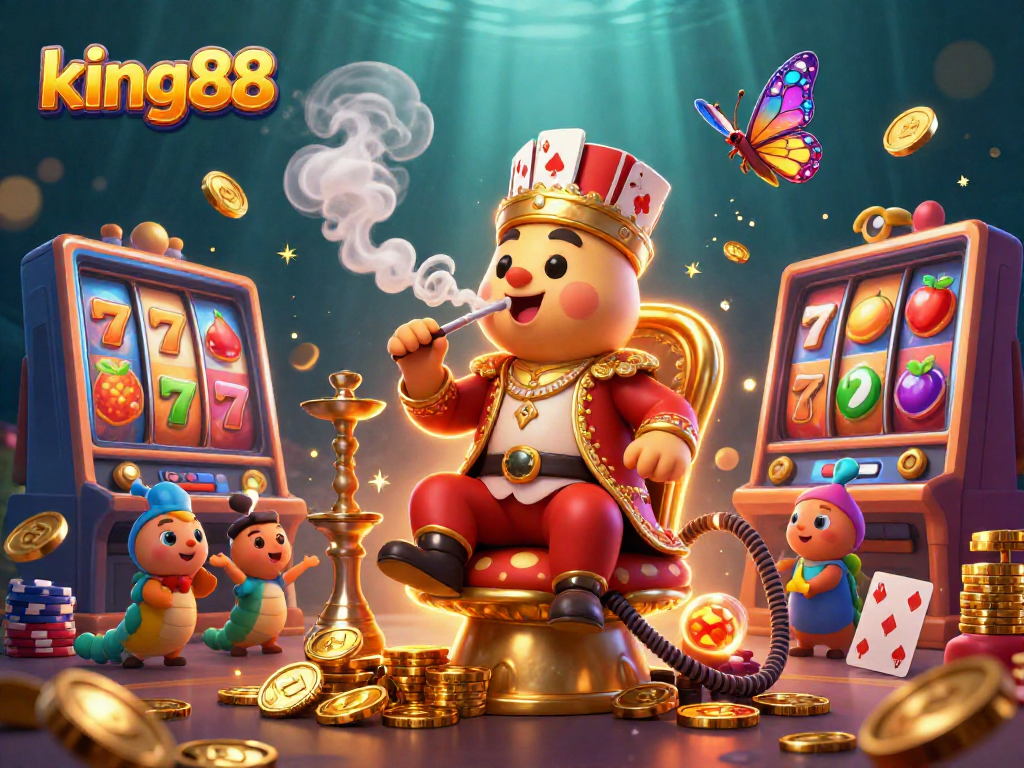 Experience king88's vibrant gaming scene filled with slots and rich golden elements.